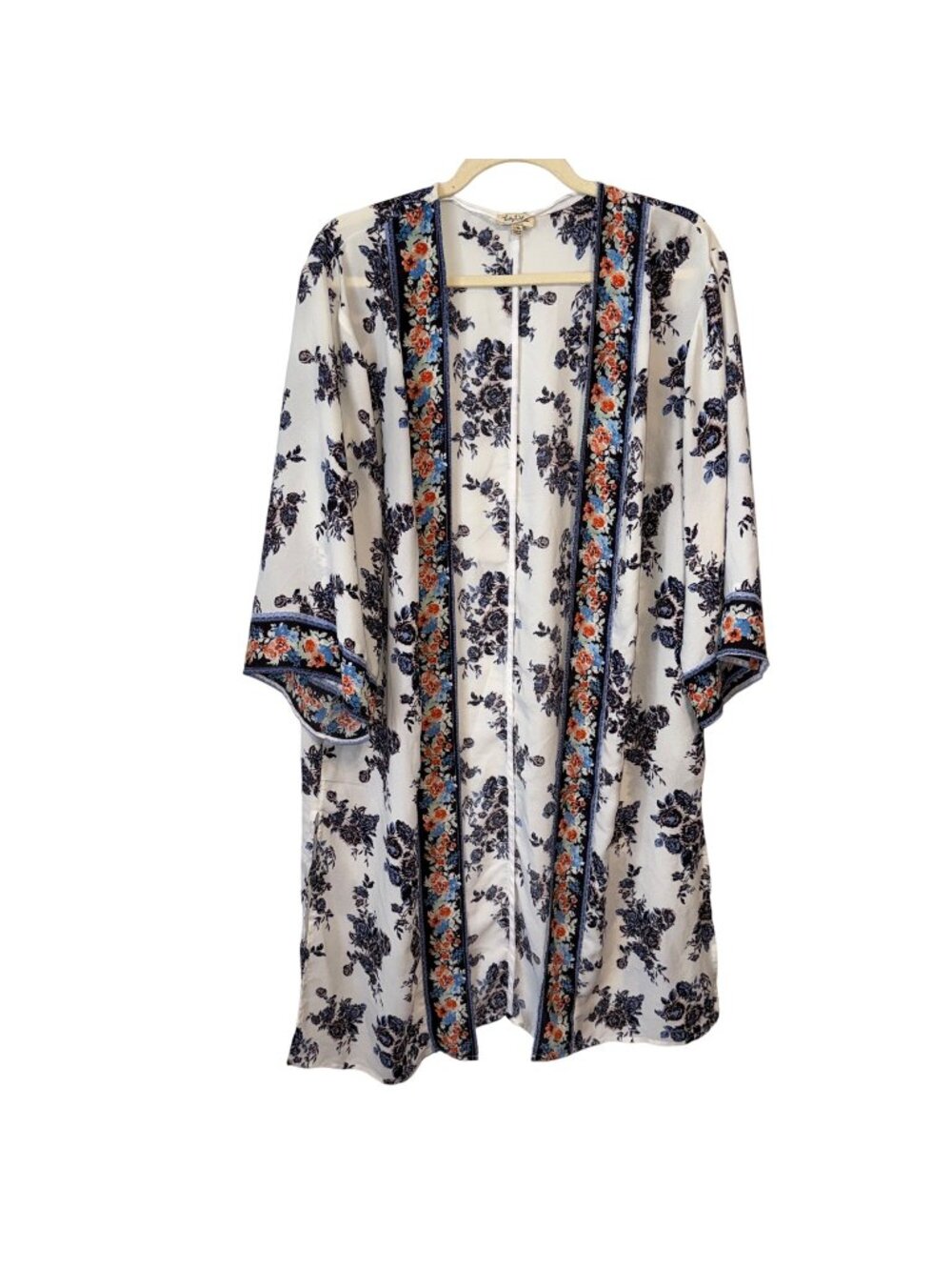 Lily White Floral Kimono Robe L/XL - Lightweight & Comfortable